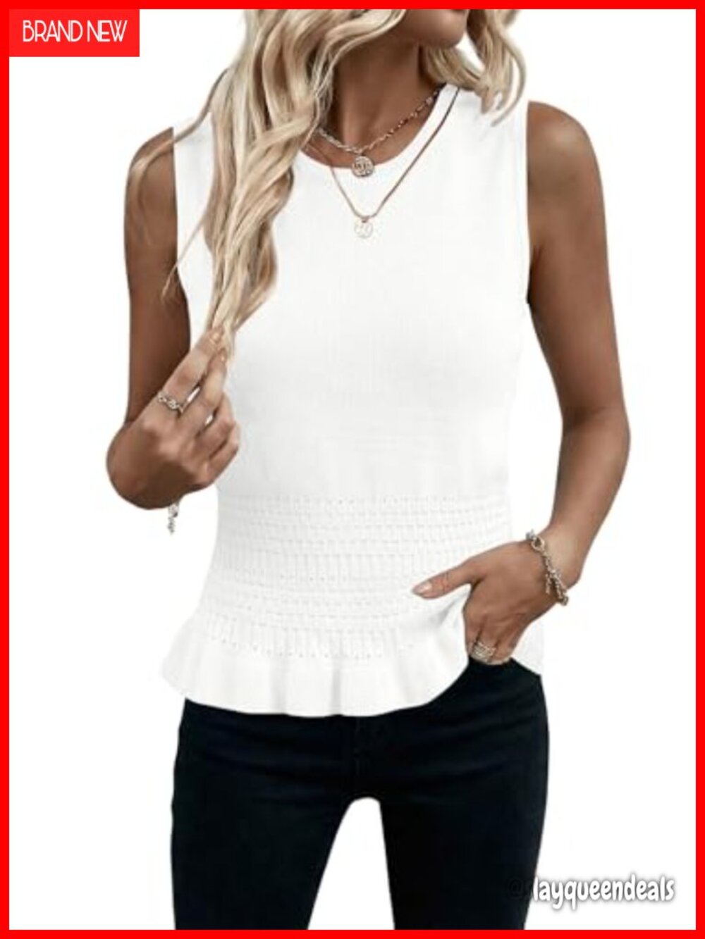 Crochet Sweater Vest Womens Sleeveless Crewneck Knit Tank Beach Coverup